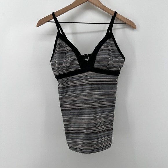 Athleta Other - Athleta Women‎ M Veracruz Stripe Tankini Top Black White Tan Wireless Swim Pool